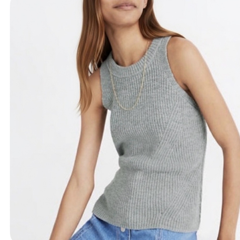 Madewell women’s Sage Green Jensen Tank top sweater knit cotton blend slim fit S
